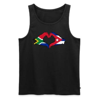 Afrique du Sud Cuba Drapeau Mains Coeur Forme - Débardeur bio Premium Homme - noir - Devant - AI Model Male 178 light (178cm)