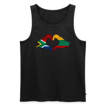 Südafrika Litauen Flagge Hände Herzform used - Männer Premium Bio Tank Top - Schwarz - Vorne - Michal (187cm)