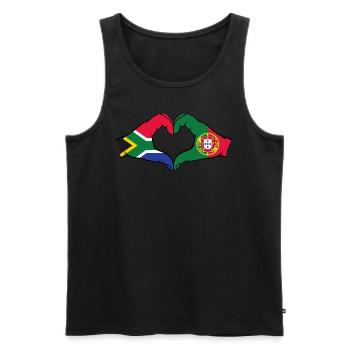 Afrique du Sud Portugal Drapeau Mains Coeur Forme - Débardeur bio Premium Homme - noir - Devant - Michal (187cm)