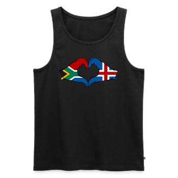 Afrique du Sud Islande Drapeau Mains Coeur Forme - Débardeur bio Premium Homme - noir - Devant - AI Model Male 178 light (178cm)