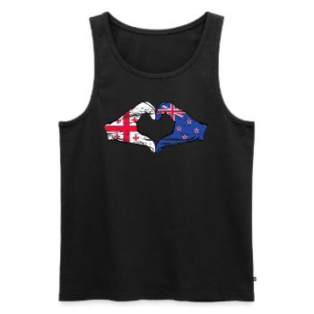 Géorgie Nouvelle-Zélande drapeau mains forme coeur utilisé - Débardeur bio Premium Homme - noir - Devant - Michal (187cm)