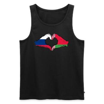 Russie Biélorussie drapeau mains coeur forme utilisé - Débardeur bio Premium Homme - noir - Devant - Michal (187cm)