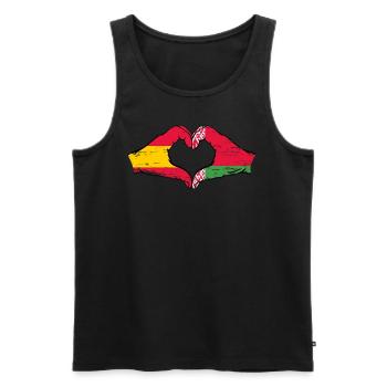 Espagne Biélorussie drapeau mains coeur utilisé - Débardeur bio Premium Homme - noir - Devant - Michal (187cm)