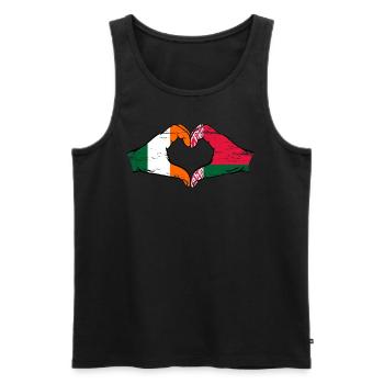 Irlande Biélorussie drapeau mains coeur forme utilisé - Débardeur bio Premium Homme - noir - Devant - Michal (187cm)