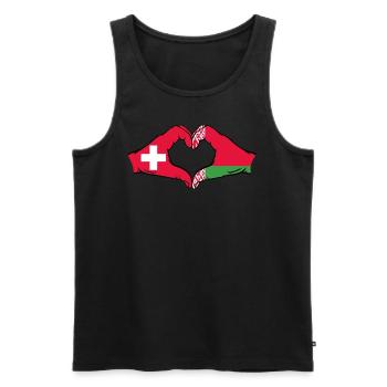Schweiz Belarus Flagge Hände Herzform - Männer Premium Bio Tank Top - Schwarz - Vorne - Michal (187cm)