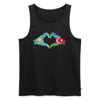 Kasachstan Aserbaidschan Flagge Hände Herz used - Männer Premium Bio Tank Top - Schwarz - Vorne - Michal (187cm)