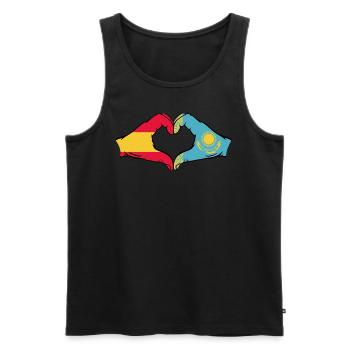 Espagne Kazakhstan Drapeau Mains Coeur Forme - Débardeur bio Premium Homme - noir - Devant - Michal (187cm)