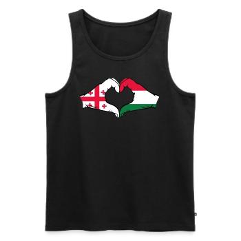 Georgia Hungary Flag Hands Heart Shape - Men's Premium Organic Tank Top - black - Front - Michal (187cm)