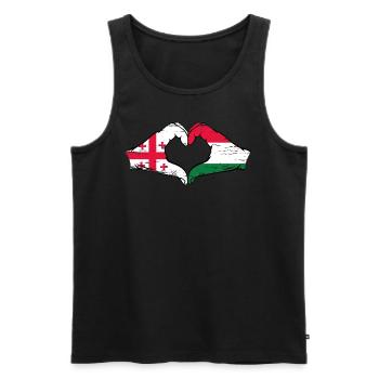 Géorgie Hongrie drapeau mains forme de coeur utilisé - Débardeur bio Premium Homme - noir - Devant - Michal (187cm)