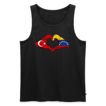 Türkiye Venezuela Flag Hands Heart Shape used - Men's Premium Organic Tank Top - black - Front - Michal (187cm)