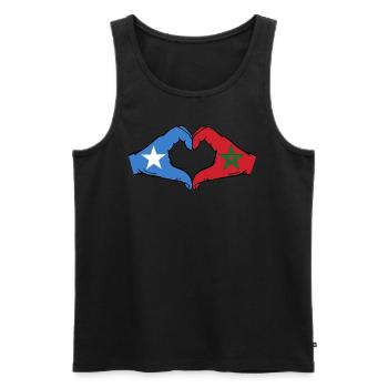 Somalia Morocco Flag Hands Heart Shape - Men's Premium Organic Tank Top - black - Front - Michal (187cm)