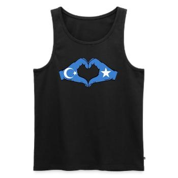 Uyghurs Somalia Flag Hands Heart Shape - Men's Premium Organic Tank Top - black - Front - AI Model Male 178 light (178cm)