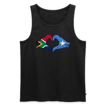 South Africa Somalia Flag Hands Heart Shape - Men's Premium Organic Tank Top - black - Front - Michal (187cm)