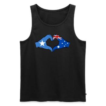 Somalia Australia Flag Hands Heart Shape - Men's Premium Organic Tank Top - black - Front - Michal (187cm)