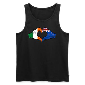 Irlande Nouvelle-Zélande drapeau mains forme coeur utilisé - Débardeur bio Premium Homme - noir - Devant - Michal (187cm)