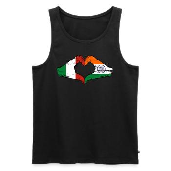 Italy India Flag Hands Heart Shape Used - Men's Premium Organic Tank Top - black - Front - Michal (187cm)