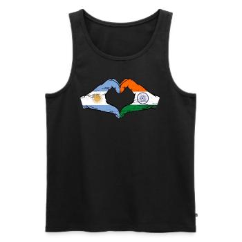 Argentina India flag hands heart shape used - Men's Premium Organic Tank Top - black - Front - Michal (187cm)