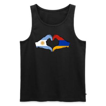 Argentine Arménie Drapeau Mains Coeur Forme - Débardeur bio Premium Homme - noir - Devant - Michal (187cm)