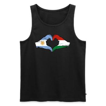 Argentina Hungary Flag Hands Heart Shape Used - Men's Premium Organic Tank Top - black - Front - Michal (187cm)