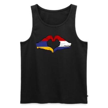 Arménie Hollande Drapeau Mains Coeur Forme Utilisé - Débardeur bio Premium Homme - noir - Devant - Michal (187cm)