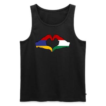 Armenia Hungary Flag Hands Heart Shape - Men's Premium Organic Tank Top - black - Front - Michal (187cm)