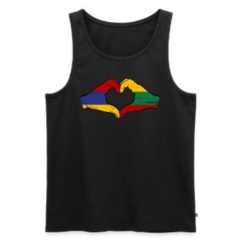 Armenien Litauen Flagge Hände Herzform used - Männer Premium Bio Tank Top - Schwarz - Vorne - Michal (187cm)