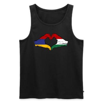 Armenia Hungary Flag Hands Heart Shape Used - Men's Premium Organic Tank Top - black - Front - Michal (187cm)