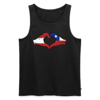 Austria Chile flag hands heart shape used - Men's Premium Organic Tank Top - black - Front - Michal (187cm)