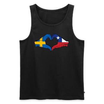 Sweden Chile flag hands heart shape used - Men's Premium Organic Tank Top - black - Front - Michal (187cm)