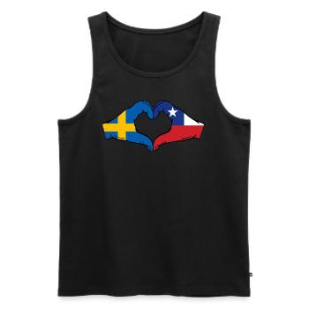 Sweden Chile Flag Hands Heart Shape - Men's Premium Organic Tank Top - black - Front - AI Model Male 178 light (178cm)