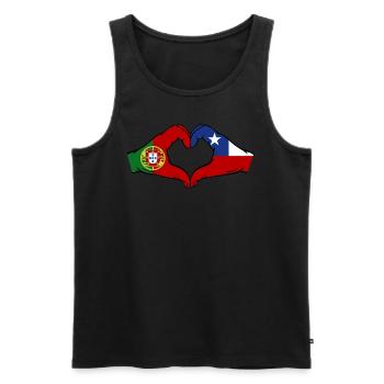 Portugal Chili Drapeau Mains Coeur Forme - Débardeur bio Premium Homme - noir - Devant - AI Model Male 178 light (178cm)