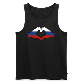 Drapeau de la Russie Mains Coeur Forme - Débardeur bio Premium Homme - noir - Devant - Michal (187cm)