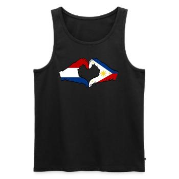 Holland Philippinen Flagge Hände Herzform - Männer Premium Bio Tank Top - Schwarz - Vorne - Michal (187cm)