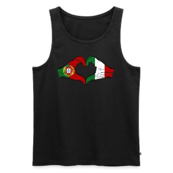 Portugal Italy Flag Hands Heart Shape Used - Men's Premium Organic Tank Top - black - Front - Michal (187cm)