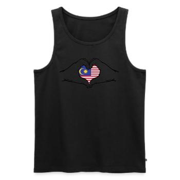 Malaysia Flag Hands Heart Shape - Men's Premium Organic Tank Top - black - Front - Michal (187cm)
