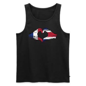 France Costa Rica drapeau mains forme coeur utilisé - Débardeur bio Premium Homme - noir - Devant - Michal (187cm)