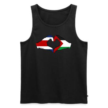 Costa Rica Palestine Flag Hands Heart Shape - Men's Premium Organic Tank Top - black - Front - Michal (187cm)