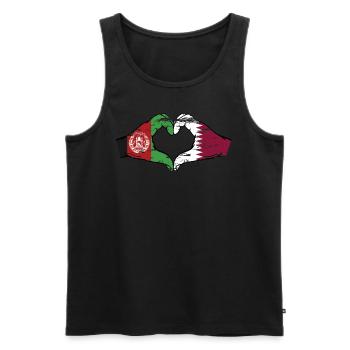 Afghanistan Katar Flagge Hände Herzform used - Männer Premium Bio Tank Top - Schwarz - Vorne - Michal (187cm)