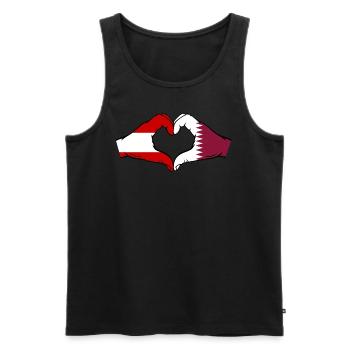 Österreich Katar Flagge Hände Herzform - Männer Premium Bio Tank Top - Schwarz - Vorne - Michal (187cm)