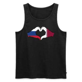 Russland Katar Flagge Hände Herzform - Männer Premium Bio Tank Top - Schwarz - Vorne - Michal (187cm)