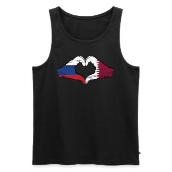 Drapeau de la Russie Qatar mains forme de coeur utilisé - Débardeur bio Premium Homme - noir - Devant - Michal (187cm)