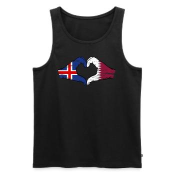 Iceland Qatar flag hands heart shape used - Men's Premium Organic Tank Top - black - Front - Michal (187cm)