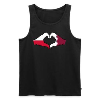 Poland Qatar Flag Hands Heart Shape - Men's Premium Organic Tank Top - black - Front - AI Model Male 178 light (178cm)