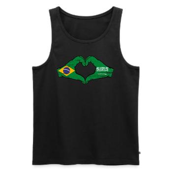 Brazil Saudi Arabia Flag Hands Heart Shape Used - Men's Premium Organic Tank Top - black - Front - Michal (187cm)