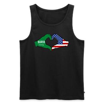 Arabie Saoudite États-Unis Drapeau Mains Coeur Forme - Débardeur bio Premium Homme - noir - Devant - Michal (187cm)