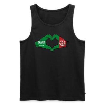 Saudi Arabia Afghanistan Flag Hands Heart Used - Men's Premium Organic Tank Top - black - Front - Michal (187cm)