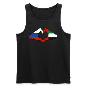 Russie Émirats arabes unis Drapeau Coeur - Débardeur bio Premium Homme - noir - Devant - Michal (187cm)