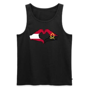 Austria Angola Flag Hands Heart Shape - Men's Premium Organic Tank Top - black - Front - AI Model Male 178 light (178cm)