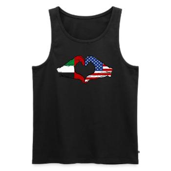 Émirats arabes unis États-Unis Drapeau Coeur - Débardeur bio Premium Homme - noir - Devant - Michal (187cm)