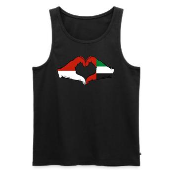 Indonésie Émirats arabes unis Cœur - Débardeur bio Premium Homme - noir - Devant - Michal (187cm)